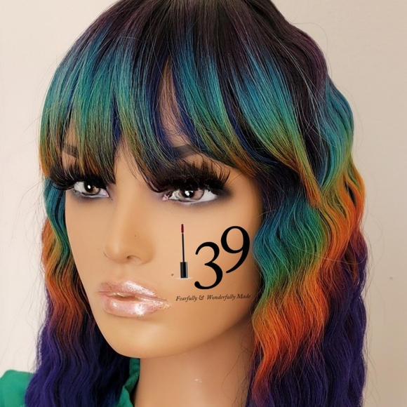 Rainbow bang wig with deep crimps - Picture 3 of 4